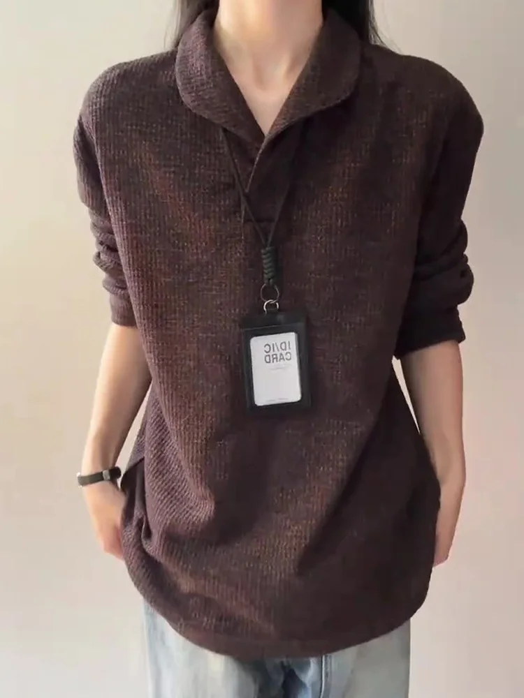 

Мужская трикотажная футболка с длинным рукавом в римском стиле с воротником-стойкой, осенняя модная базовая кофта для ношения под одеждой