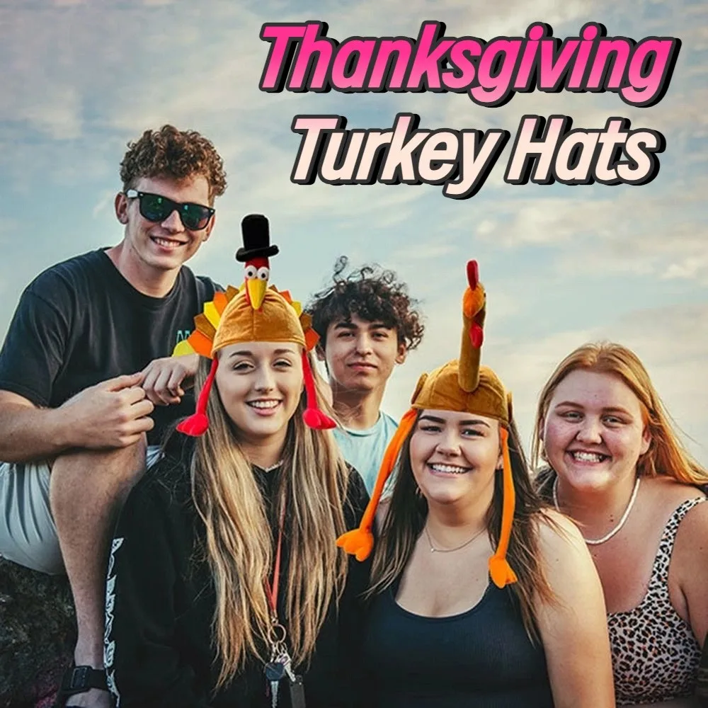 

Cute Thanksgiving Turkey Hats Creative Comfortable Plush Turkey Caps Unisex Funny Roleplaying Photo Cap