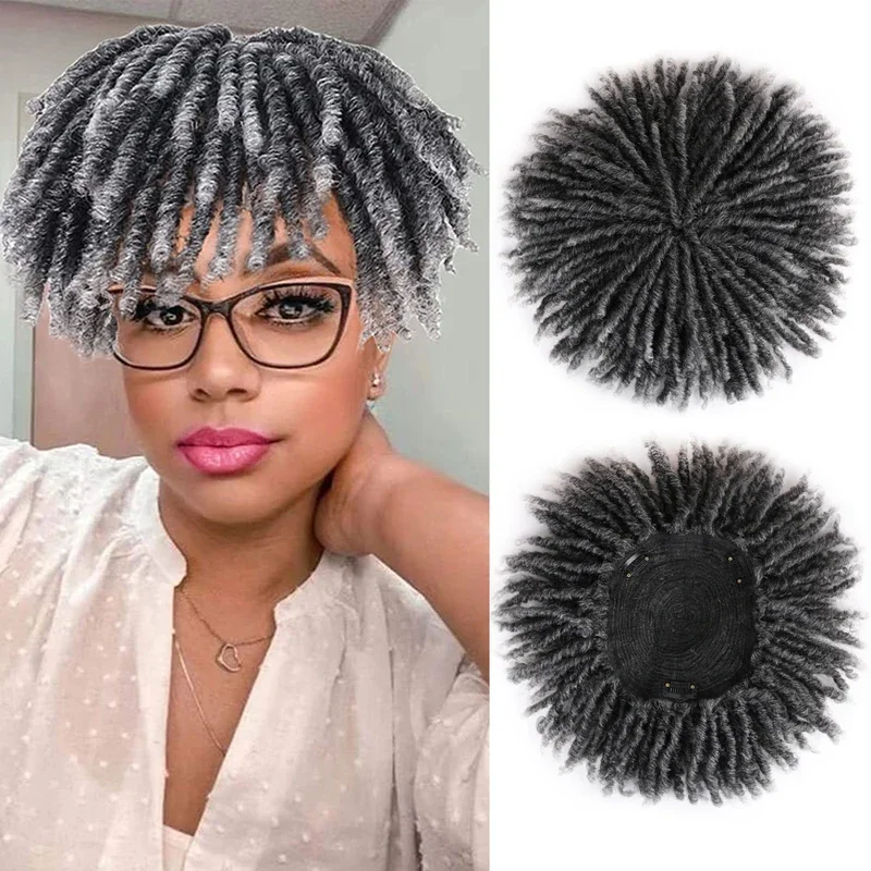 6 Inch Dreadlock Hair Topper Synthetic Locs Braided Half Wig Short Dreadlocs Hair Toupee Afro Wigs For Black Women and Men