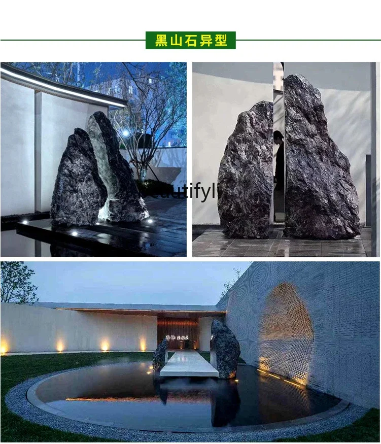 A15 حديقة حجر الجبل الأسود الطبيعي وعاء الماء الحجر الخام حديقة كبيرة العقارات المشهد المناظر الطبيعية الحجر #2