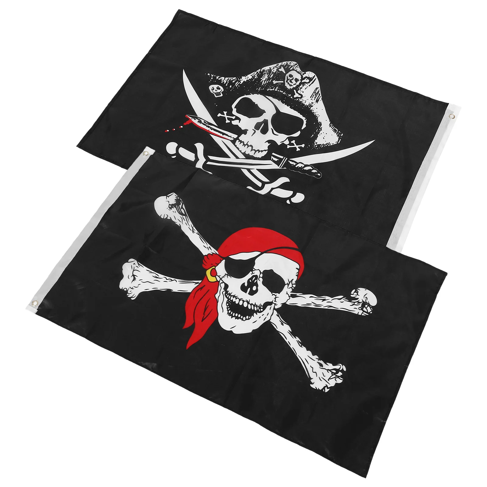 

2 Pcs Pirate Skull Flag Decorative Party Supplies Festival Bunting Halloween Banner