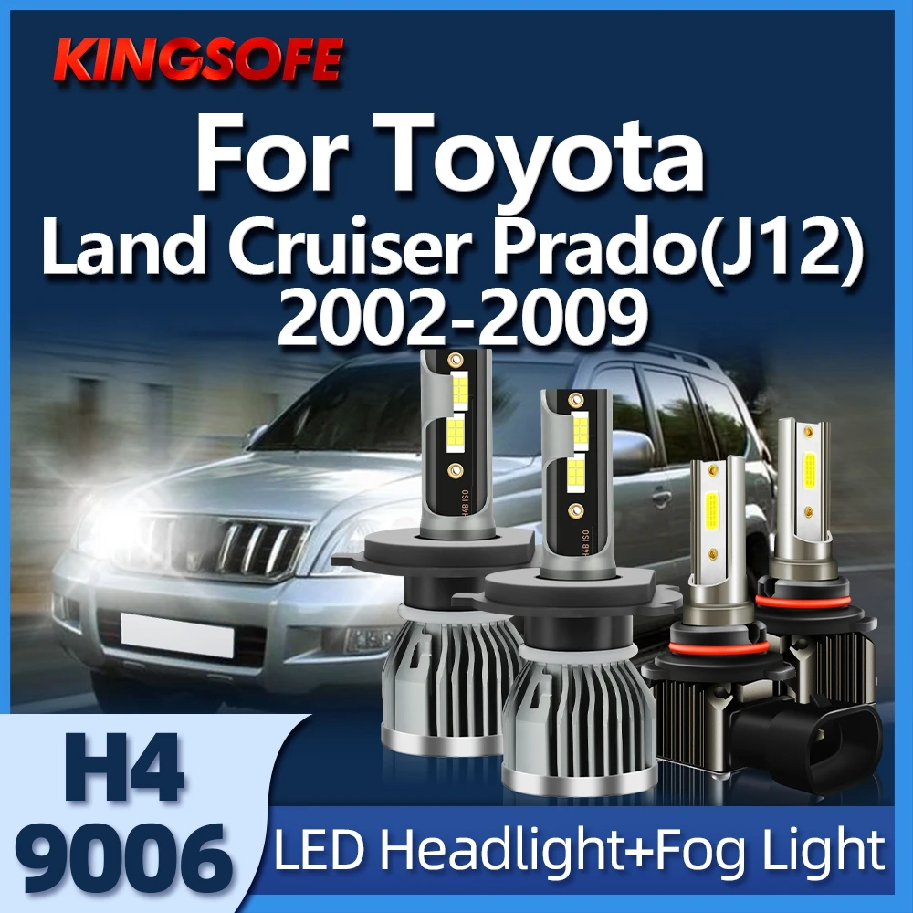 

KINGSOFE LED H4 9006 Car Headlight 6000K Light Bulbs For Toyota Land Cruiser Prado(J12) 2002 2003 2004 2005 2006 2007 2008 2009