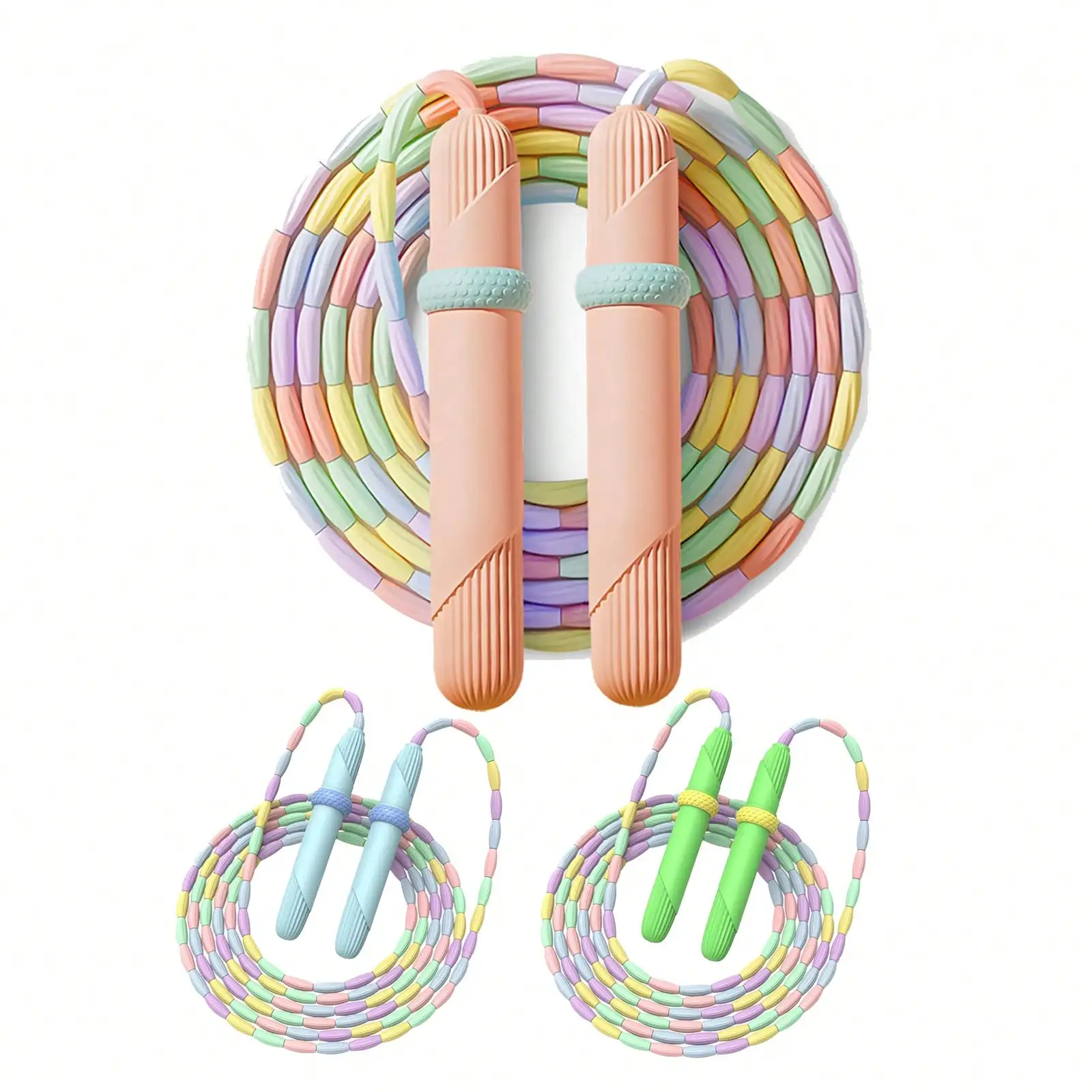 1 Pack Silicone Handle Sausage-Shaped Bamboo Joint Jump Rope Adjustable No-Tangle Fitness Training Rope for Beginners And Adults