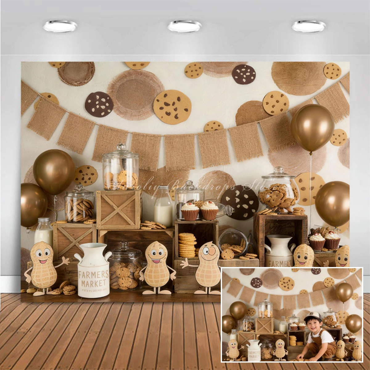 Peanut Cookies Backdrops Cake Smash Child Baby Photo Props Adult Kids Decors Afternoon Tea Photography Studio Backgrounds