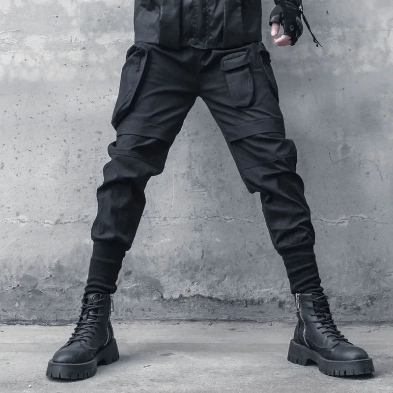 

Dark Summer Small Feet Hair Stylist Men Hip Hop Pants Techwear Bullet Pocket Corset Pants Cargo Tactical Boot Pants Hipster