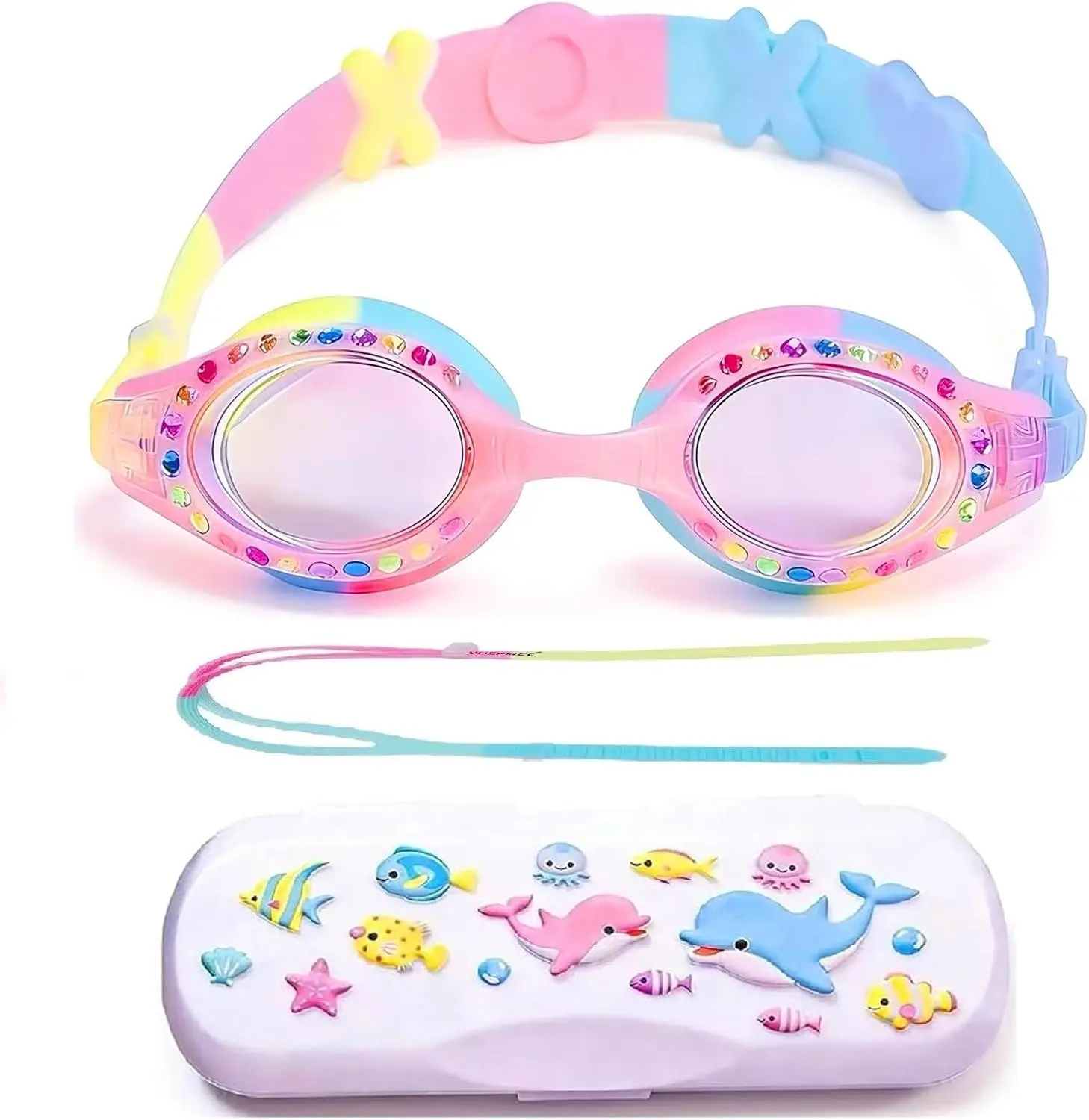 

Детские очки для плавания для девочек 4-12 лет, без протечек, с защитой от запотевания и УФ-излучения, в жестком футляре