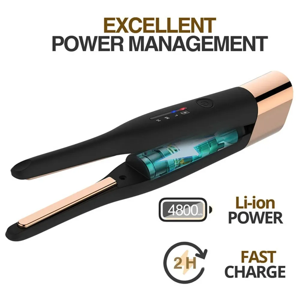 Portable Cordless Curler Styling Tools Wireless Flat Iron Floating Plate USB 5000mAh Mini 2 IN 1 Hair Straightener with Charging