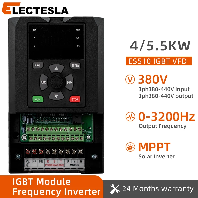 IGBT VFD 3phase 380V 440V Variable Frequency Drive Inverter 4/5.5KW Variator Speed Adjuster Controller