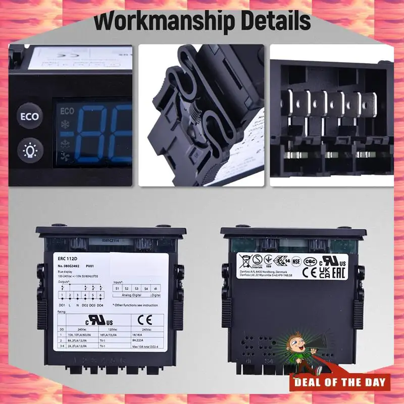 

24-часовая доставка ERC112D Комплект регулятора температуры Электронный контроллер охлаждения с двойными датчиками-зондами 00C30-123D-03 08