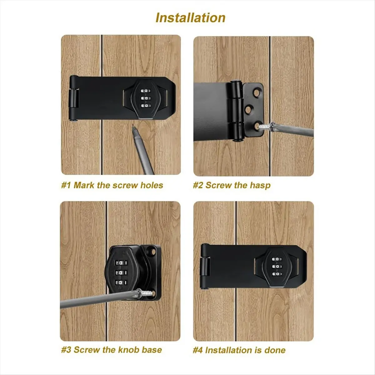 Zamek do szafki AT16, bezkluczykowy, z 3-cyfrowym kodem kombinacyjnym, zatrzaskowy, z pokrętłem, do drewnianych szuflad i szafek (czarny, 10 cm)