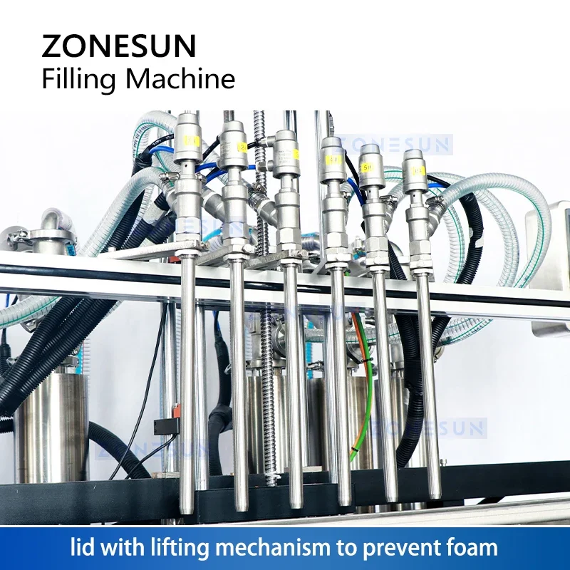ZONESUN Servo Liquid Filling Machine Servo Filler Pneumatic Piston Filler Volumetric Filler Bottle Filling Machine ZS-SV6HS