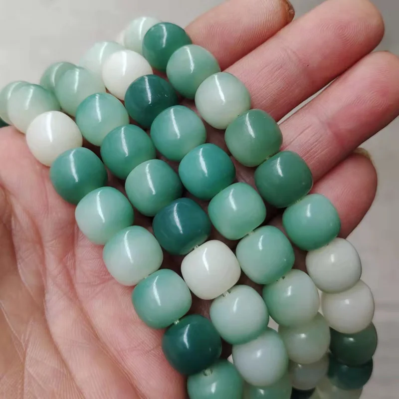 White Jade Bodhi Root Old Barrel Bead Bracelet108High Polished Shade Skin Green Wind Yellow Bodhi Root Bracelet Scattered Beads