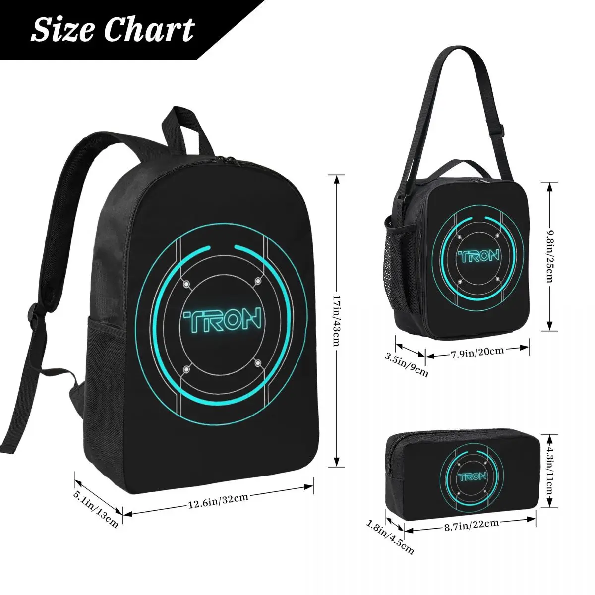 Tron Legacy Inspired Backpack Student BookBag School Bag Laptop Shoulder Bags 3ps Insulated Lunch Bag Pencil Case