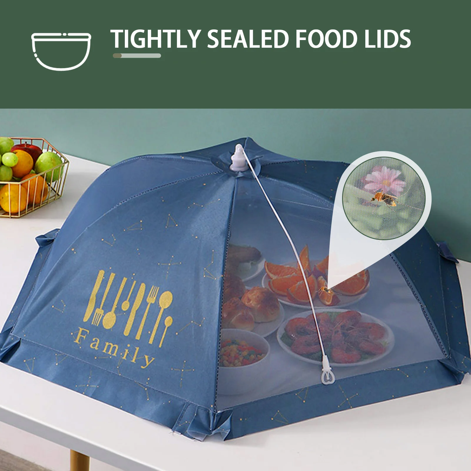 

1 pc Dish Cover Foldable Food Protector For Dining Table Household Use Large Vegetable Cover Tent Kitchen Storage Solution