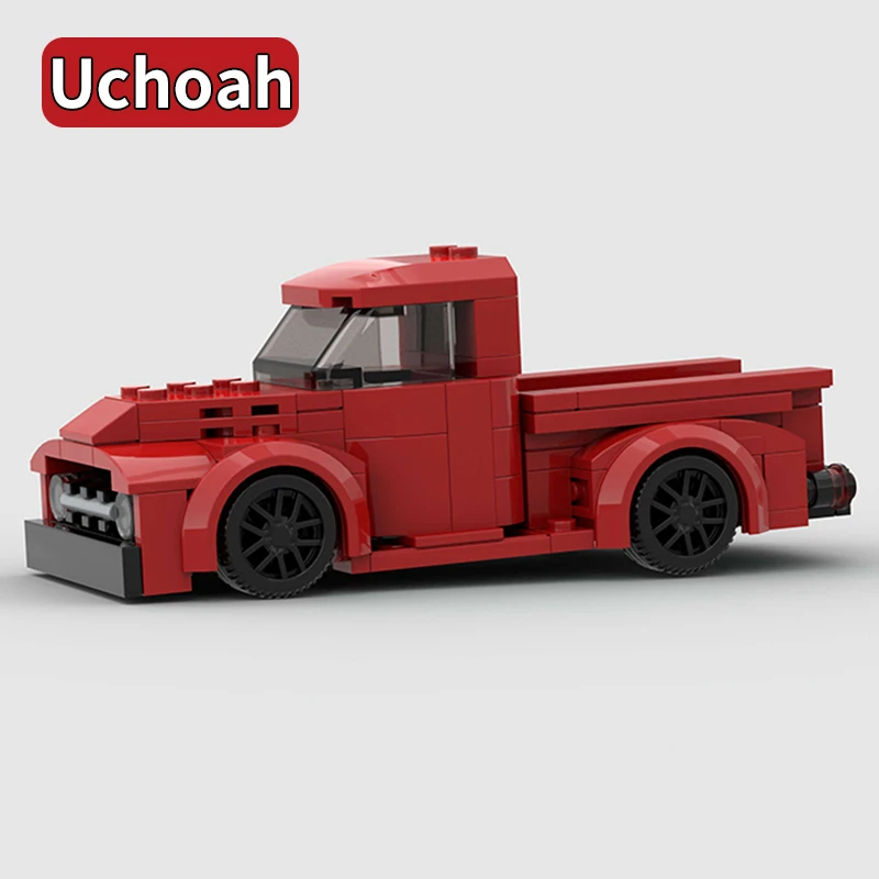 162pcs MOC Red Pick-up Truck Race Car Model Building Block Kit, New City Great Vehicles Set Idea per adulti da collezione Home Des