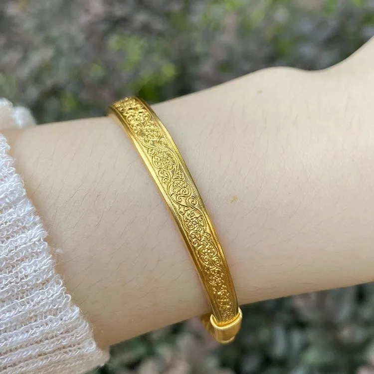 Gufa 24K real gold Splendor Royal Princess Bangle au9999 Luxury luxury elegant pattern transfer beads light luxury wind bracelet