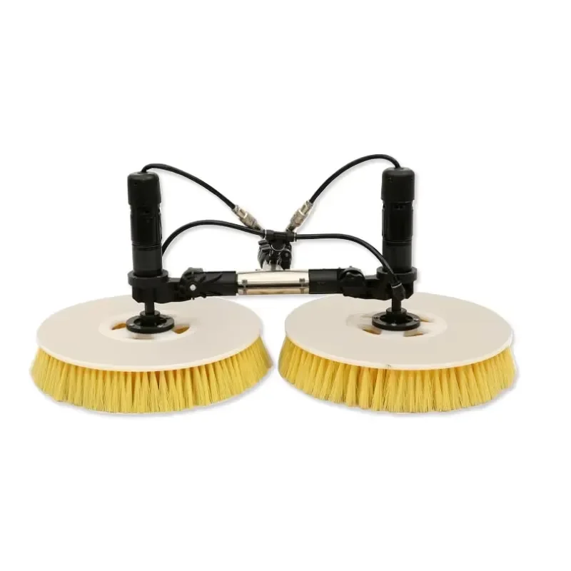 Rotary Solar Panel Cleaning Brush Double Disc Balanced Design Retractable Handle Kit for Efficient Photovoltaic Module