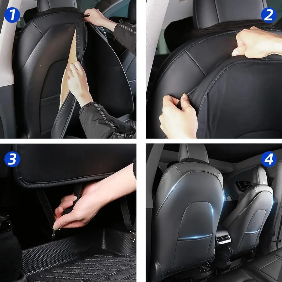 Sedile posteriore per auto Anti Kick Pad con tasca portaoggetti protezione in pelle Anti sporco per bambini interni per Tesla Model 3 Model Y