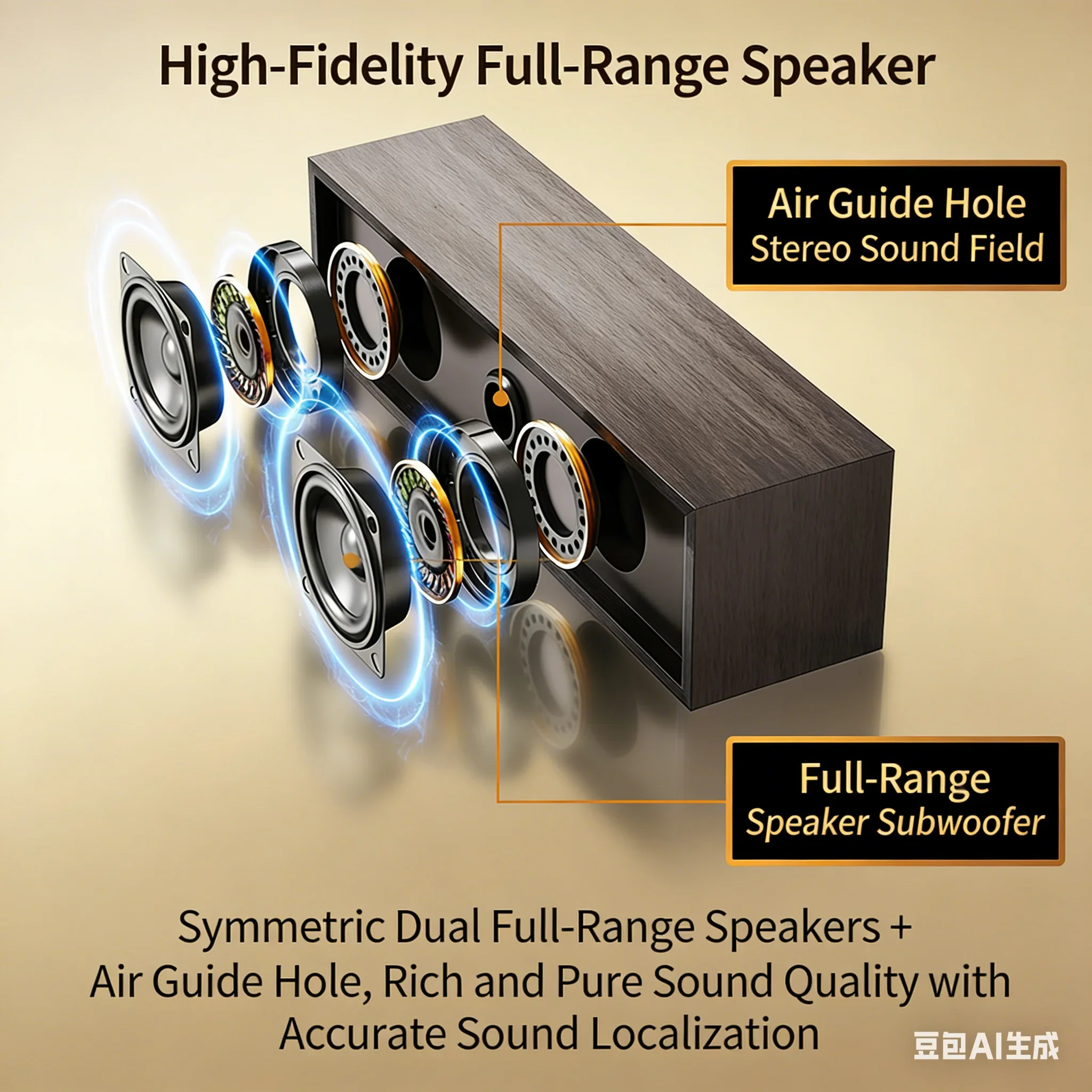 مكبر صوت للكمبيوتر يعمل بمنفذ USB مع غلاف خشبي، مكبر صوت ستيريو HiFi كامل المدى للصوت على الكمبيوتر المحمول/سطح المكتب/المكتب المنزلي