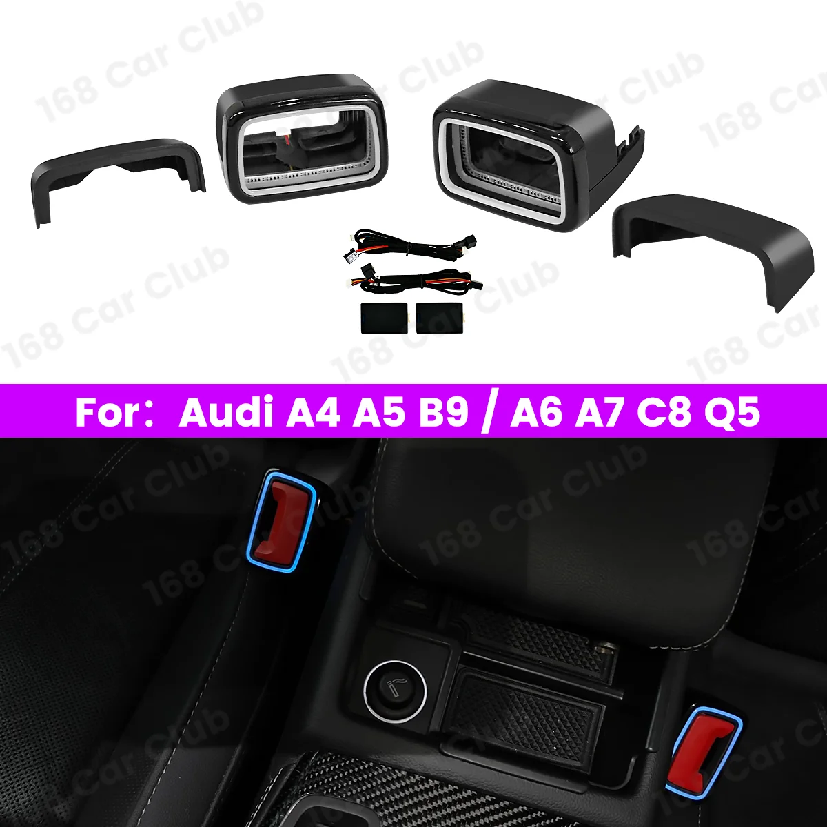 

LED 30 Color Ambient Light For Audi A4 A5 RS4 RS5 B9 A6 A7 C8 Q5 2020-2024 Decorative Lamp Safety Buckle Seat Belt