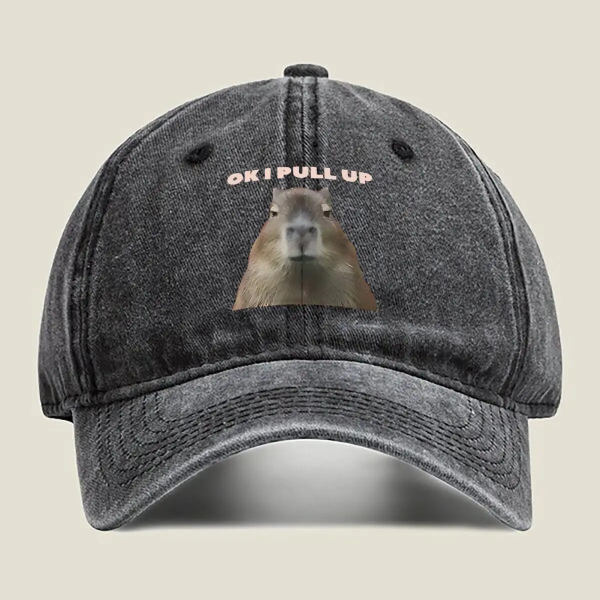 

“Capybara Meme Fun, Animal Design” Washed Baseball Cap