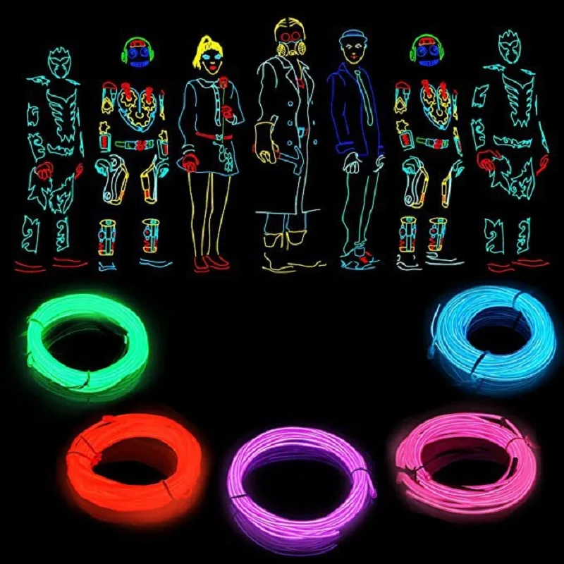 1m 3m 5m flexible neon lights EL luminescent cables waterproof party DIY atmosphere decorative light led strip with usb