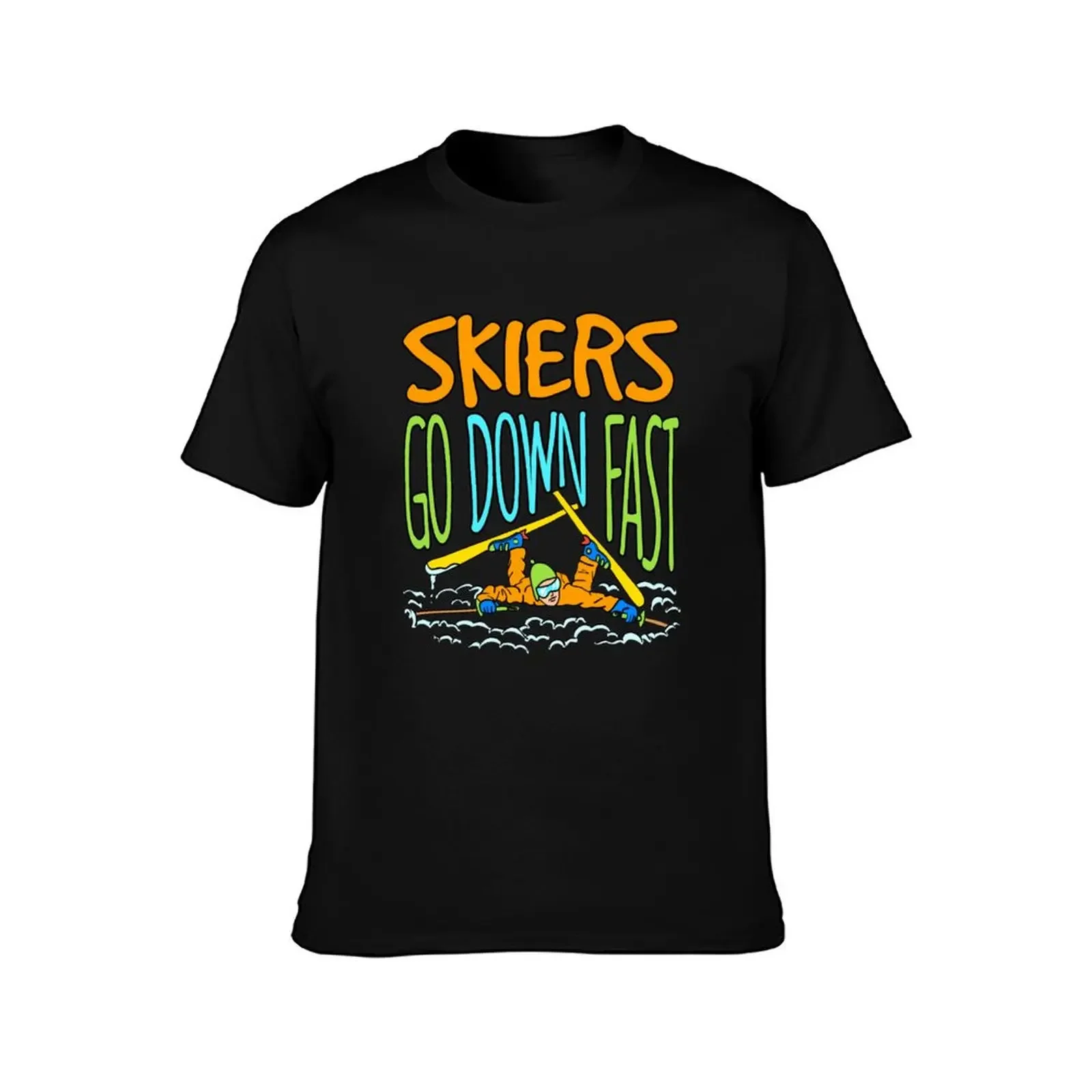 Skiers Go Down Fast Skiing T-Shirt plus size tops hippie clothes sublime cute tops mens plain t shirts