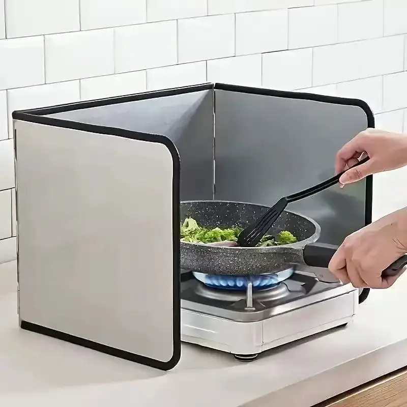 Thickened stainless steel kitchen oil baffle, oil splash proof for stir frying, integrated stove baffle, high temperature resist
