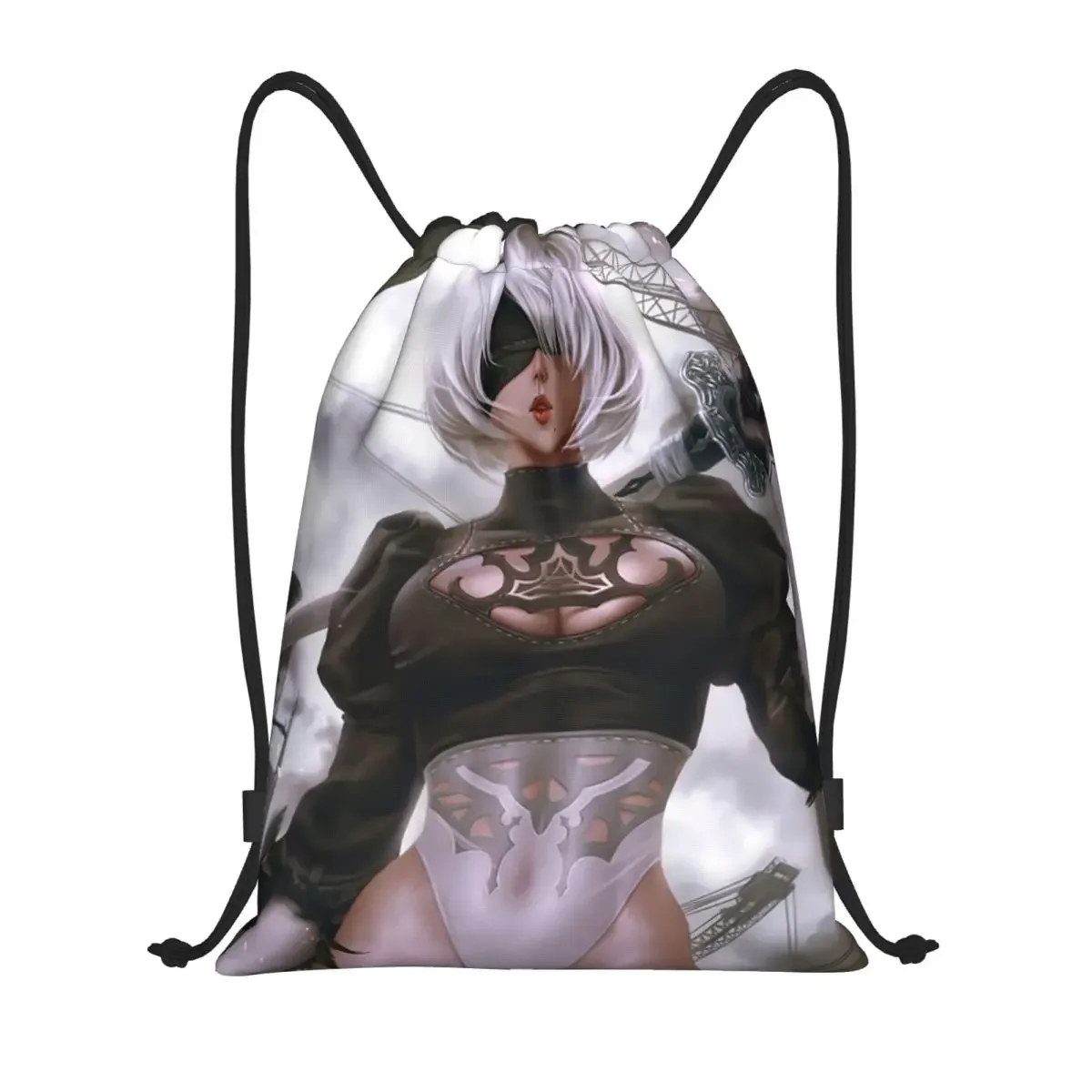 Nier Automata Anime Hentai Girl Drawstring Bags Shopping Yoga Backpacks Sexy YoRHa 2B Thighs Thicc Ass Butt Sports Gym Sackpack