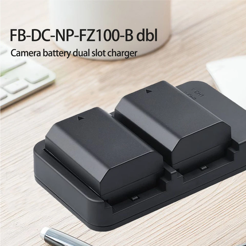 FB NP-FZ100-B Dual Slot Type-C Input Port Lightweight Portable Camera Battery Charger for SONY A7M4 A9M2 ILCE-9