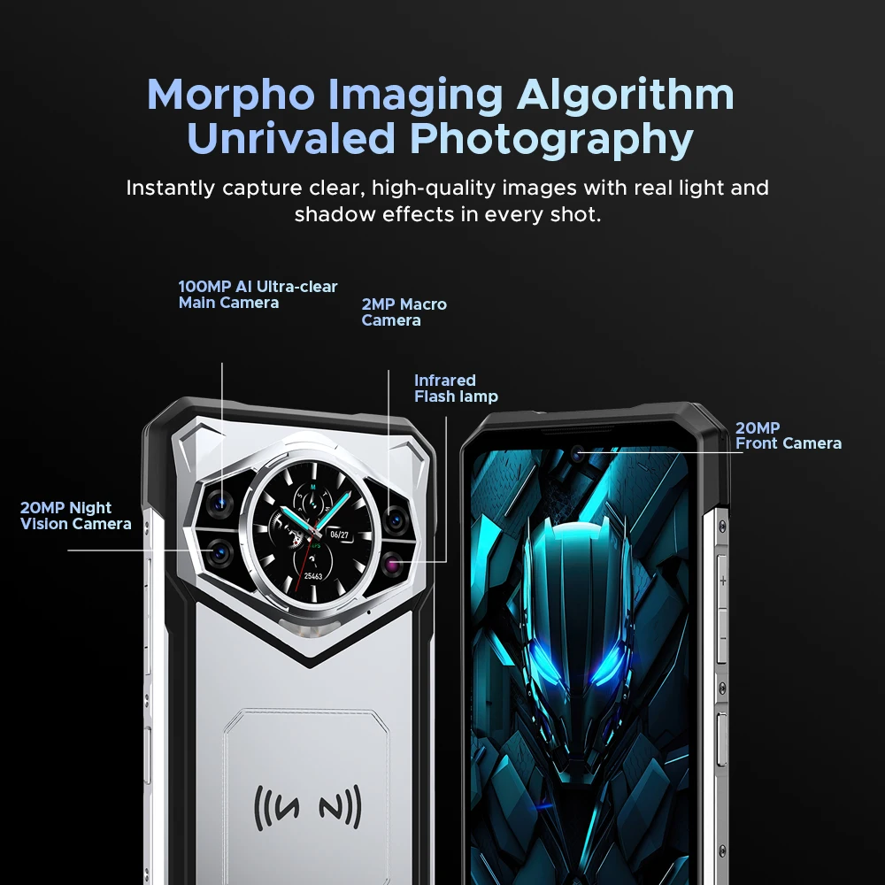 DOOGEE S200 5G هاتف متين 1.32 بوصة شاشة خلفية 10100 مللي أمبير بطارية 32 جيجابايت (12 +20) 256 جيجابايت 6.72 بوصة 100 ميجابكسل AI كاميرا رئيسية NFC 5G هاتف ذكي