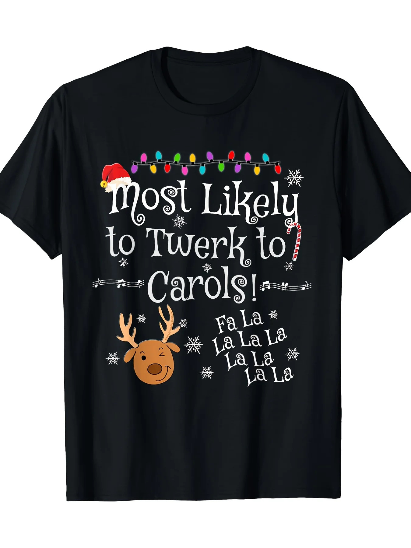 تي شيرت مضحك لعيد الميلاد "المنموج إلى Twerk To Carols Fa La La La"، 180 جرام 100% قطن، كاجوال برقبة دائرية SS #1