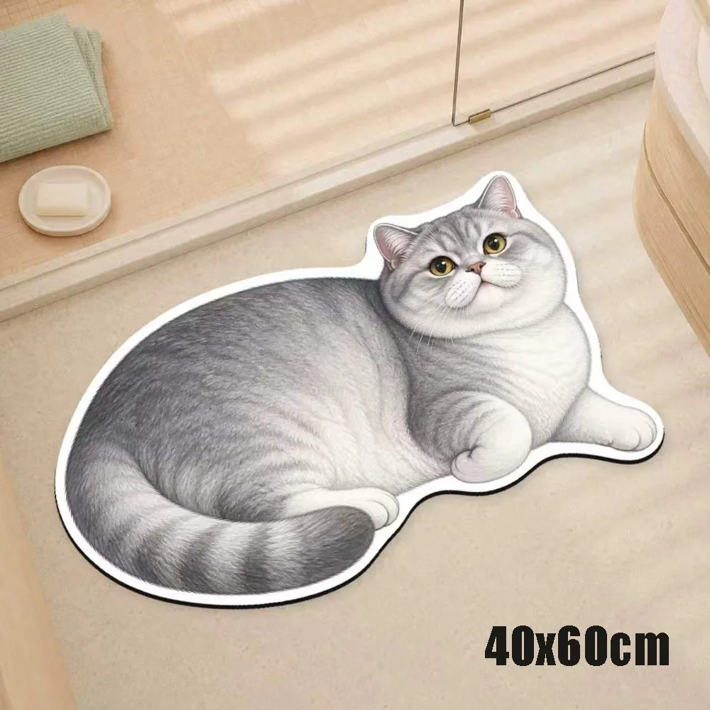 3D Shaped Cat-Shaped Area Rug Quick Drying Non Slip Dog Shaped Rug Special-shaped Irregular Shape Cartoon Carpet