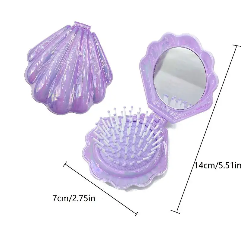 قذائف للطي مشط وسادة هوائية فرشاة شعر مع مرآة مكافحة ساكنة مشط متعدد الوظائف العملي البلاستيك فرش الشعر وأمشاط