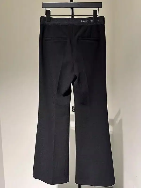 Spodnie z elastyczną gumką w pasie, ocieplane na zimę, codzienne, z wysokim stanem, proste nogawki, lekko rozszerzane, damskie, wysokiej jakości włókno poliestrowe.