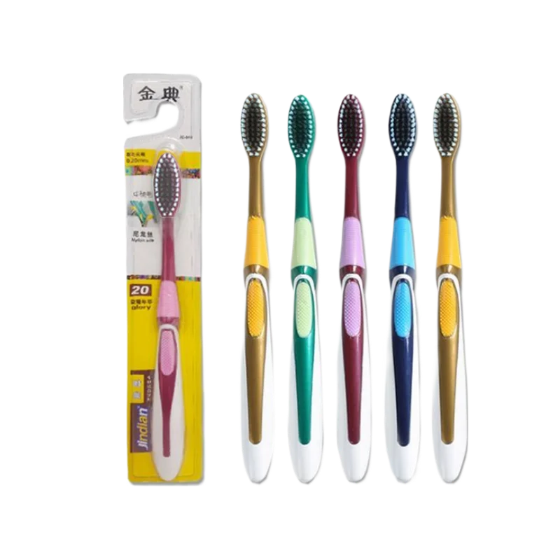 Adult soft bristled toothbrushes, silicone anti slip handle, individually packaged，2/5 pcs