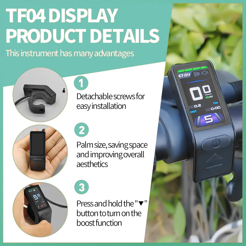 KT TF04 Mini pantalla LCD Ebike Mini pantalla TFT pantalla a Color 24V/36V/48V, accesorios eléctricos para bicicleta adecuados para control KT