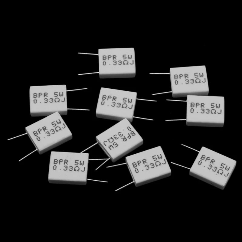 10 Buah 0,33R 5 untuk 5% Resistor Semen 0,33R 0,33Ohm Resistor Non-induktif BPR