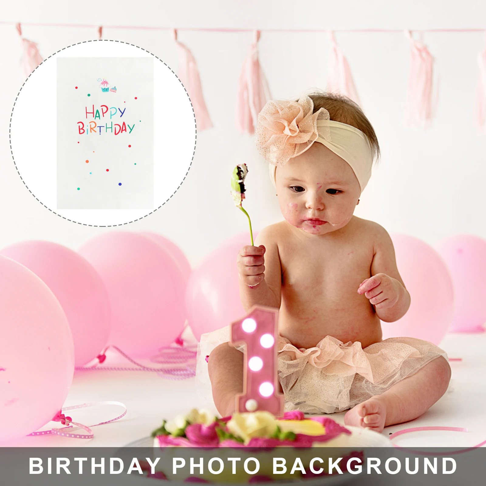 

Birthday Party Background Cloth Happy Decor Backdrop Boy Wall Decorations Arched