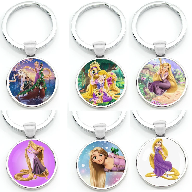 Ment Keychain Keyring - Cartoon Rapunzel Tangled Disney Princess Anime Movie Aesthetic - Key Ring Key Chain Pendant Holder Decor