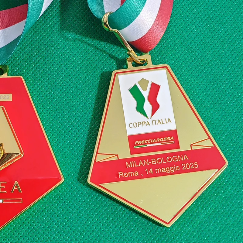 Médaille des Champions de la Coupe d'Italie 2025 avec ruban, souvenirs pour les fans