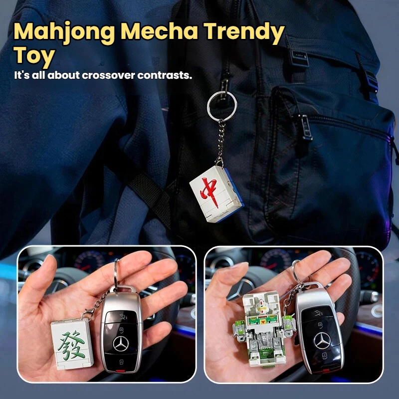 Brinquedo Robô Mahjong Transformável, Modelo Dragão Vermelho Feng Shui, Pingente de Simulação Infantil, Estátua Mecha Criativa