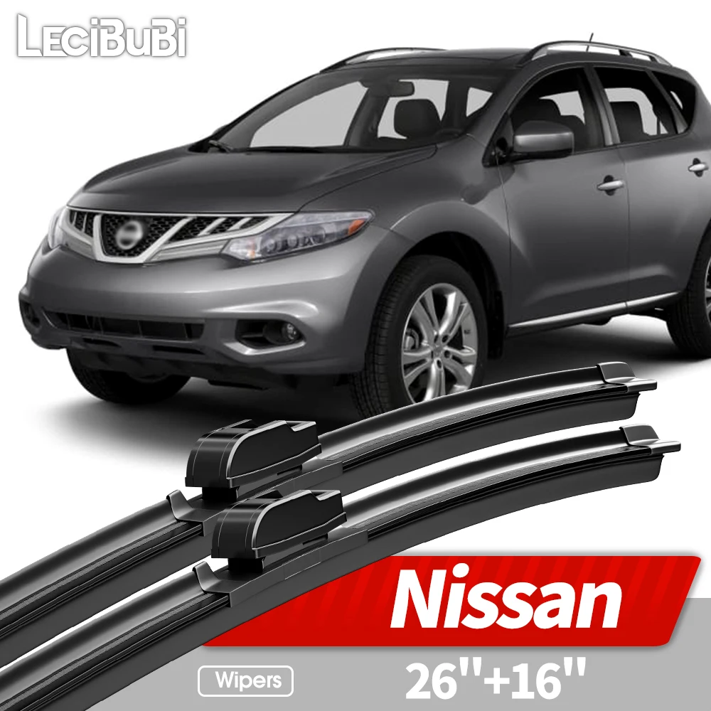 Palhetas de Limpador de Para-brisa Dianteiro 26"+16" para Nissan Murano, Leaf, Kicks, Altima, Sentra - Acessórios para Janelas