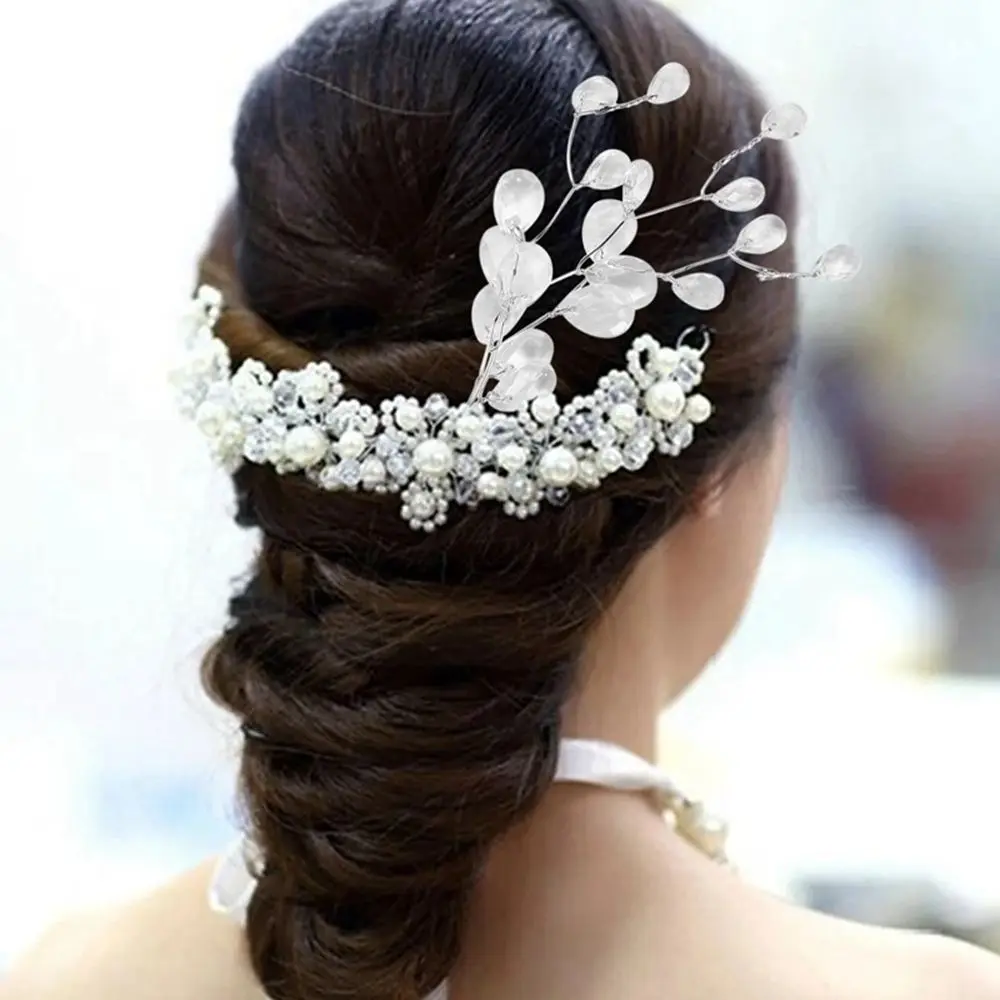 Twigs White Bridal Tiara Acrylic DIY Water Drop Artificial Bouquet Craft Decoration Crystal Bud Branches Crystal Flower