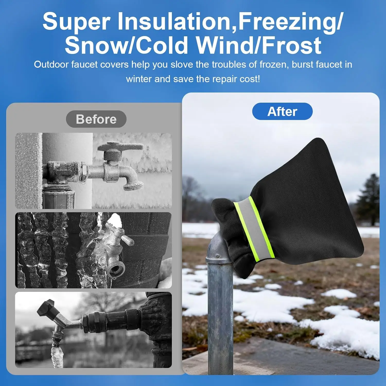 2Pack Outdoor Faucet Covers for Winter, 6.7