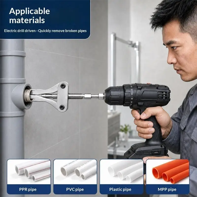 Broken Pipe Extractor Tool Hex Shank Power Drill Pipe Thread Puller For PPR PVC Plastic MPP Pipes DN20/25/32 1/2″ 3/4″ 1″ Inch