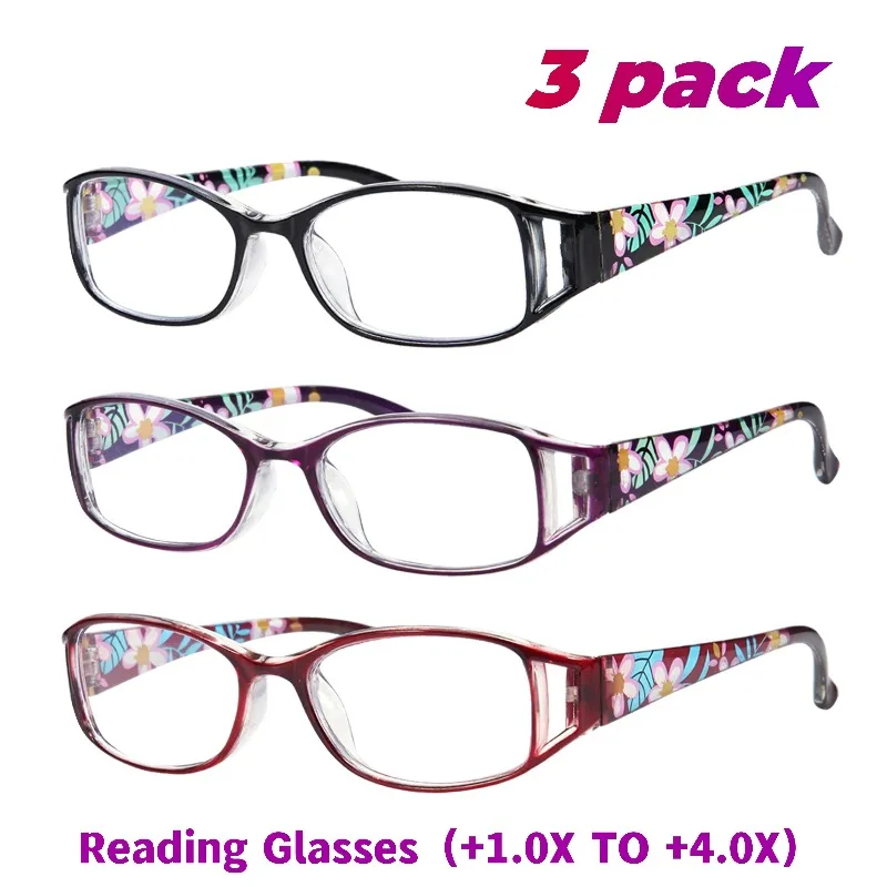 3er-Set Damen Blaulichtfilter-Lesebrillen +1,0 bis +4,0 Vintage HD PC-Gläser Stilvolle Lesehilfen für Senioren