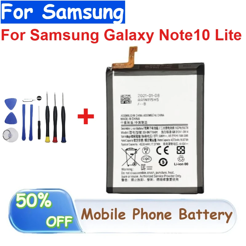 

EB-BN770ABY 3.86V 4500mAh Rechargeable Li-ion Battery for Samsung Galaxy Note10 Lite Mobile Phone Batteries with Tools