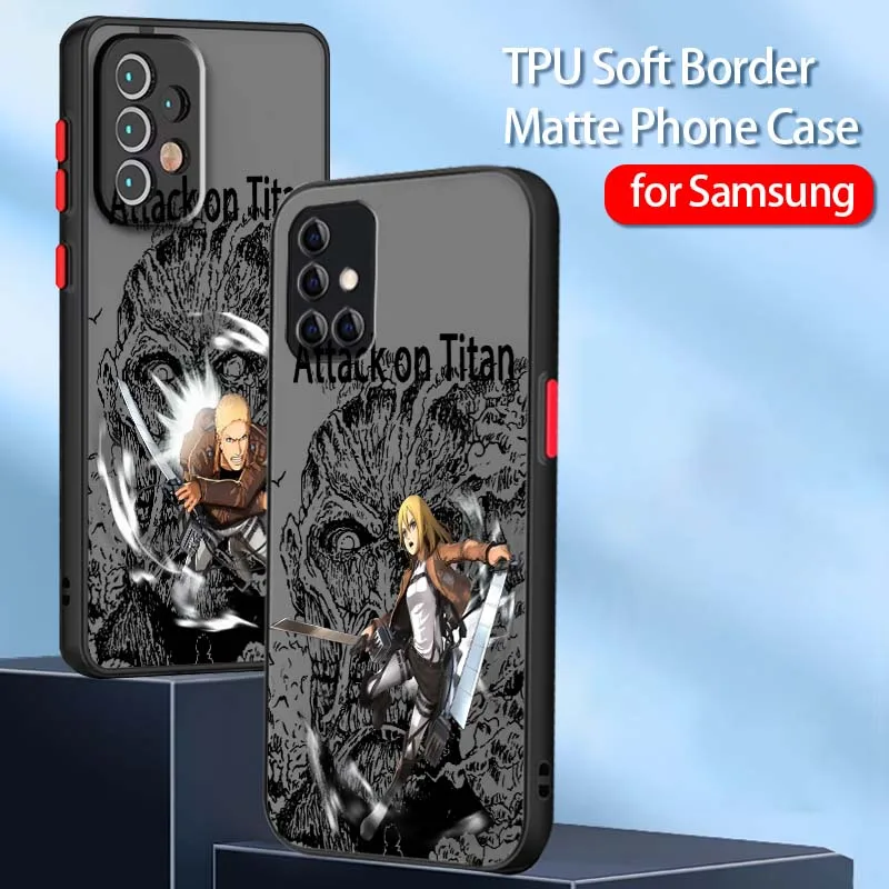 Attack on Titan Fashion Anime For Samsung A73 A72 A71 A55 A54 A53 A52 A51 A35 A25 A15 A14 5G Frosted Translucent Phone Case