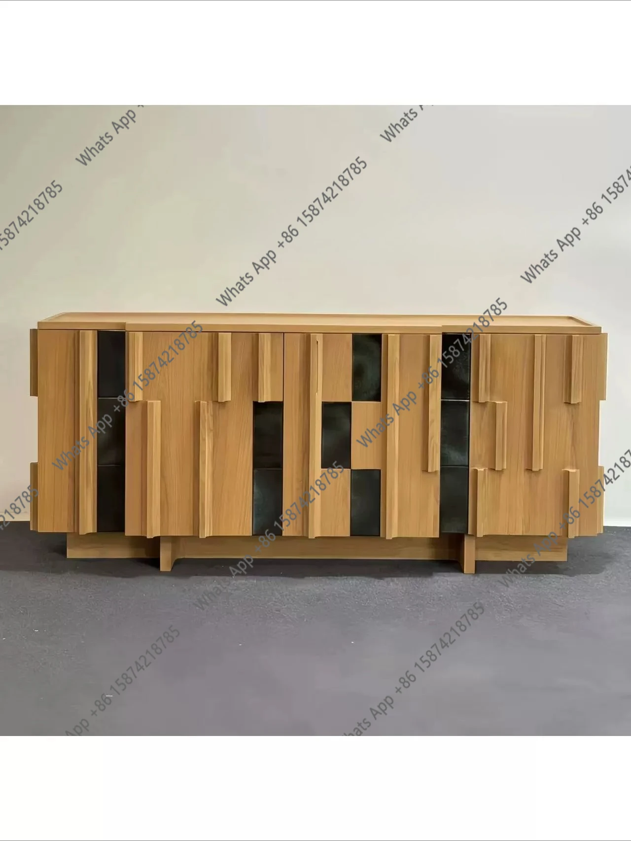 Solid wood  dining side cabinet is surprising light luxury storage color matching storage cabinet designer door cabinet